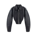 Women's retro short faux leather Coat