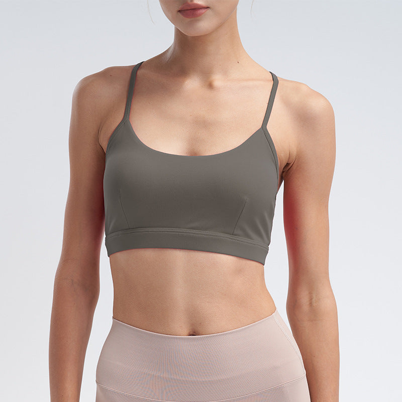 Women's New Casual Adjustable Nude Sports Vest with Chest Pad Sports Bra Yoga Clothes