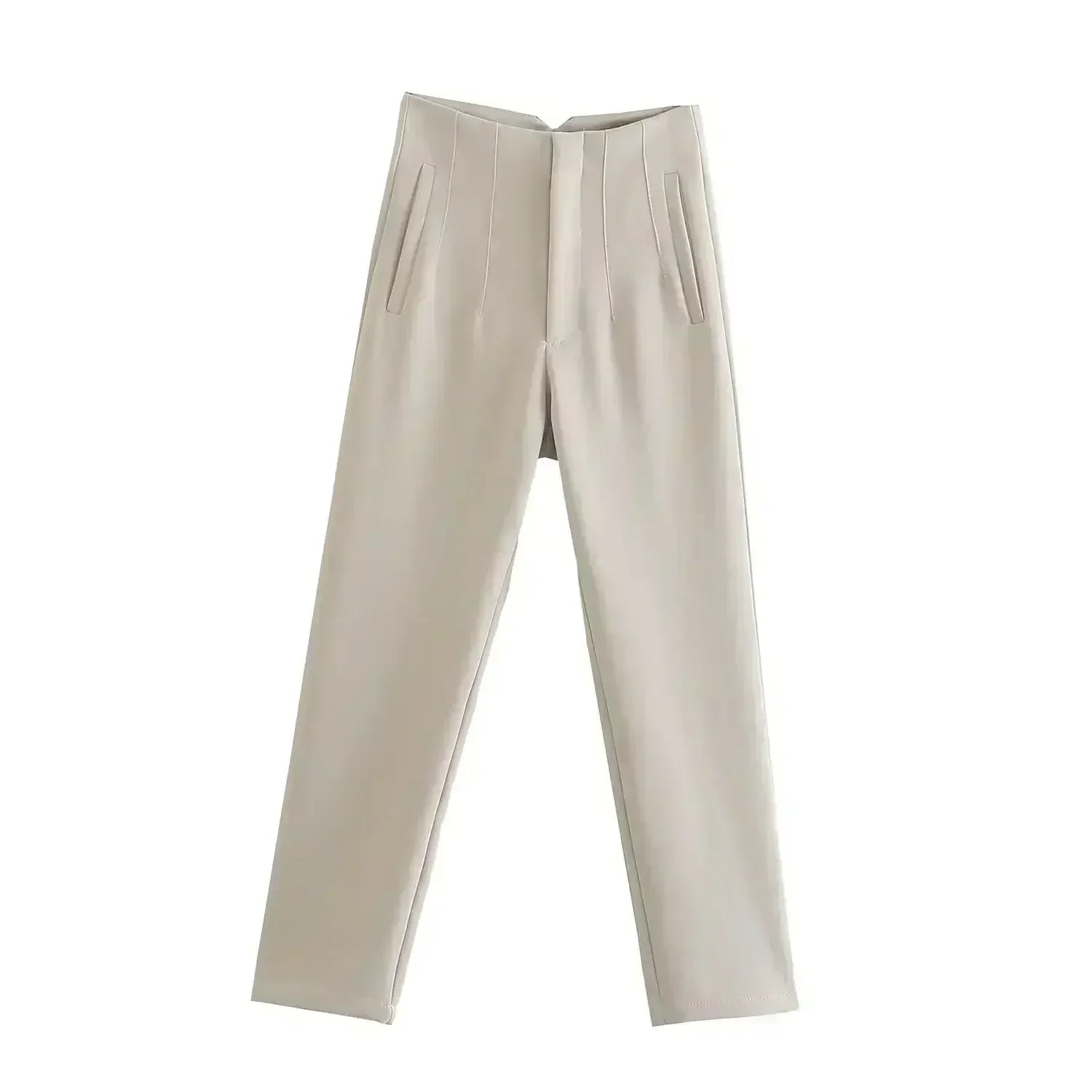 Woman Pants 2023 Chic Fashion Office Wear Pants For Women Vintage High Waist Zipper Fly Female Ankle Trousers Mujer