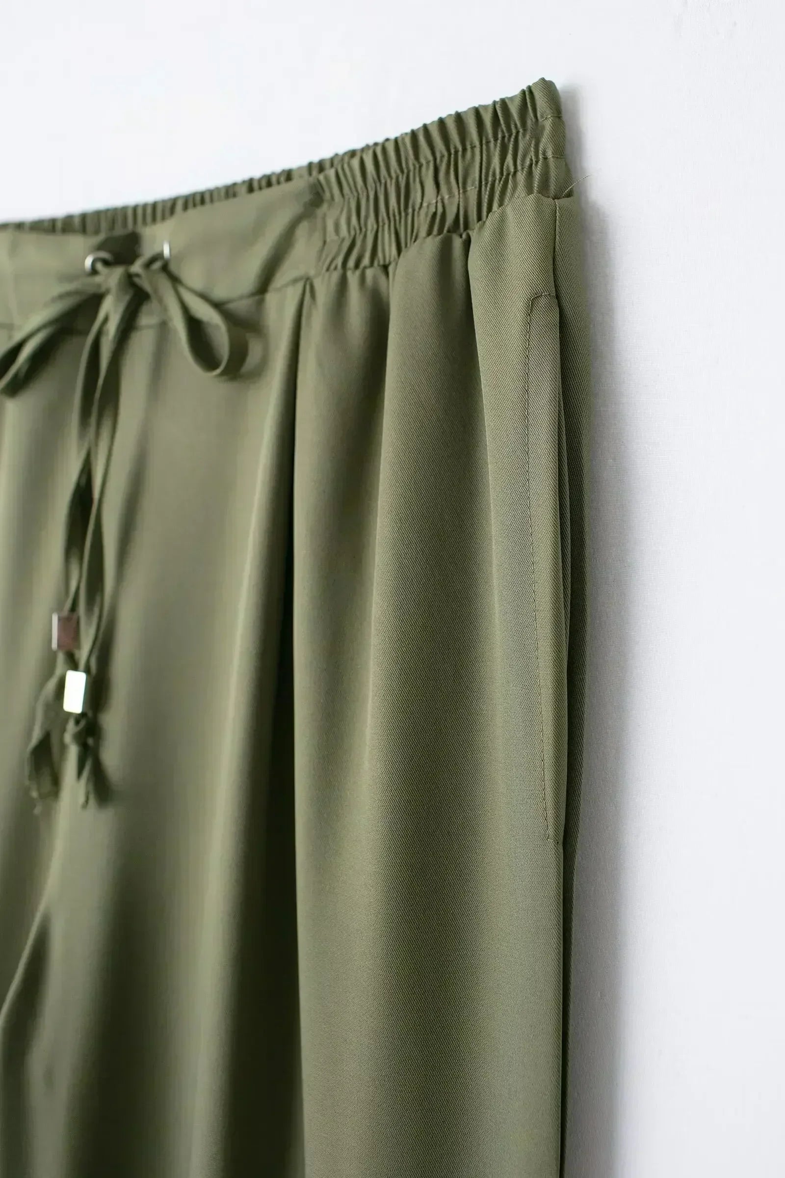 Women's New Chic Fashion Side Pocket Decoration Casual Pants Vintage High Elastic Waist Drawstring Women's Ankle Pants