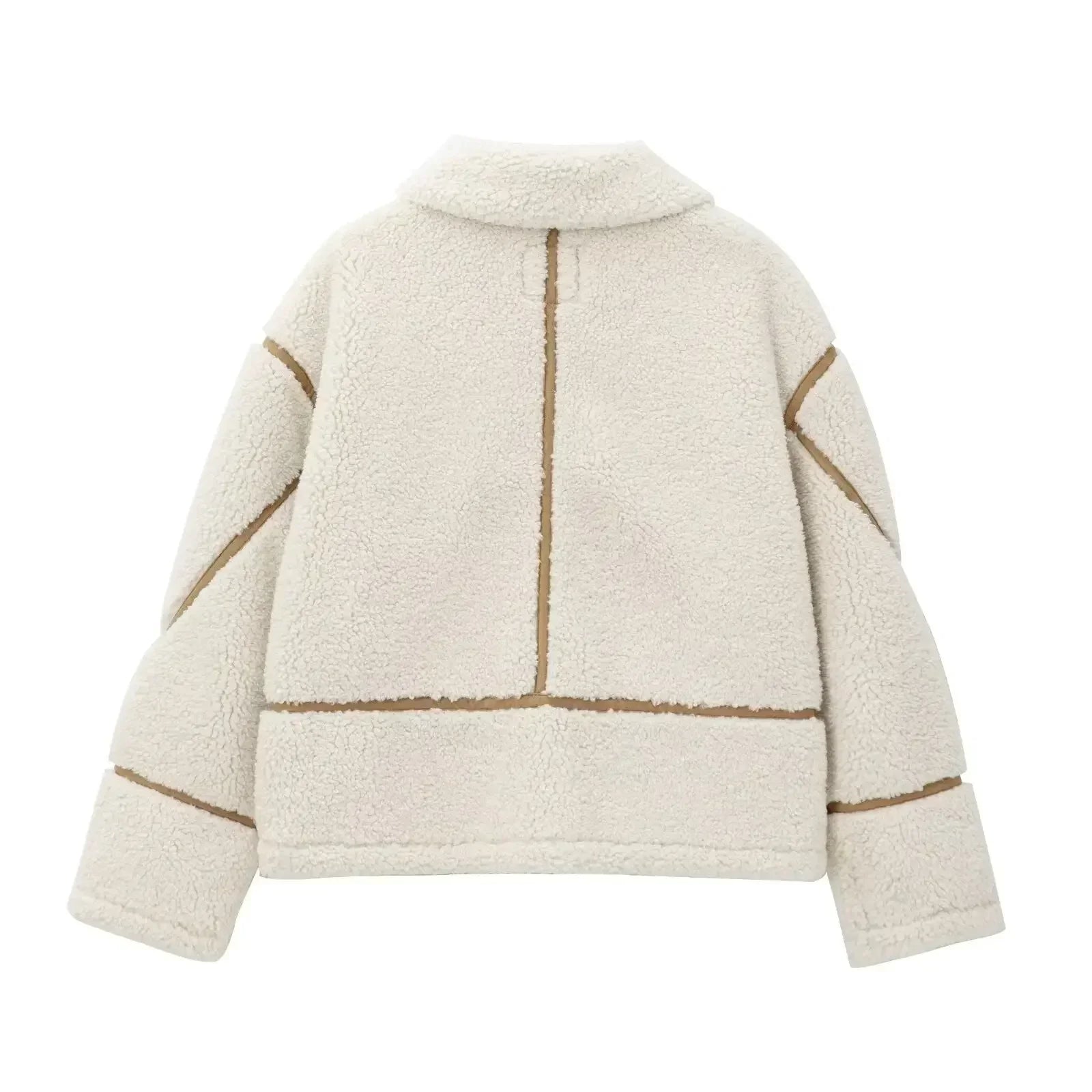 Women's Winter New Fashion Warm Versatile Double sided Fleece Jacket Coat Retro Long Sleeve Side Pocket Women's Coat Chic Top
