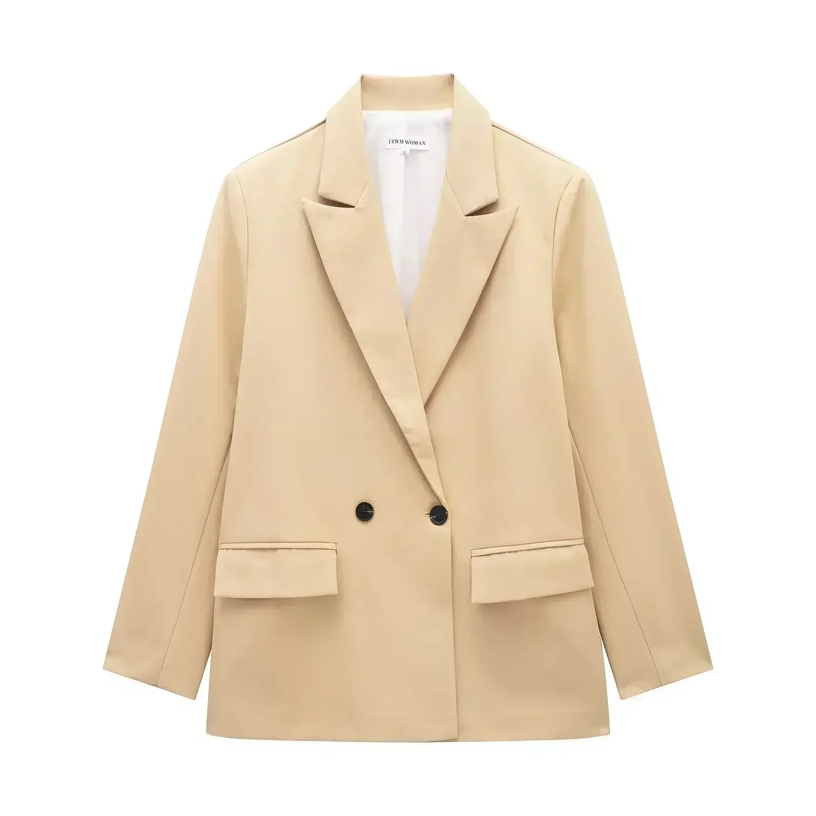 Women's New Fashion Flip Pocket Decoration Multi color Casual Double breasted Suit Coat Retro Long sleeved Women's Coat Chic Top