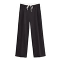 Women's 2024 New Fashion Double Layer Waist Lace up Design Casual Versatile Wide Leg Pants Retro Side Zipper Women's Pants