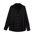 Women's 2024 new fashion multi-color loose satin shirt casual Lapel shirt retro long sleeved button up women's shirt chic top
