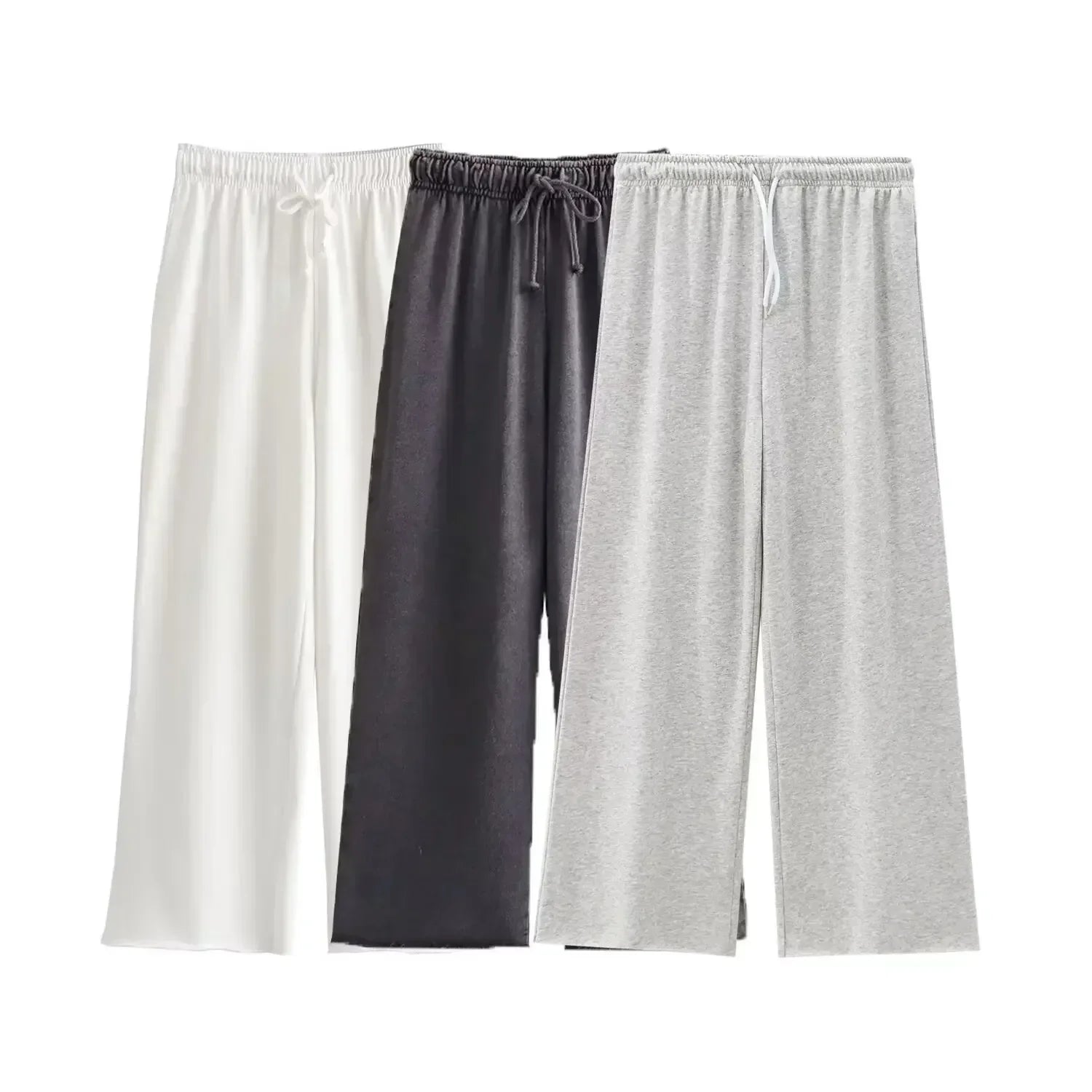 Women's 2024 New Fashion Wash Effect Loose Casual Flannel Jogging Pants Retro Elastic Waist Drawstring Women's Pants Mujer