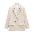 Women's New Fashion Flip Pocket Decoration Multi color Casual Double breasted Suit Coat Retro Long sleeved Women's Coat Chic Top
