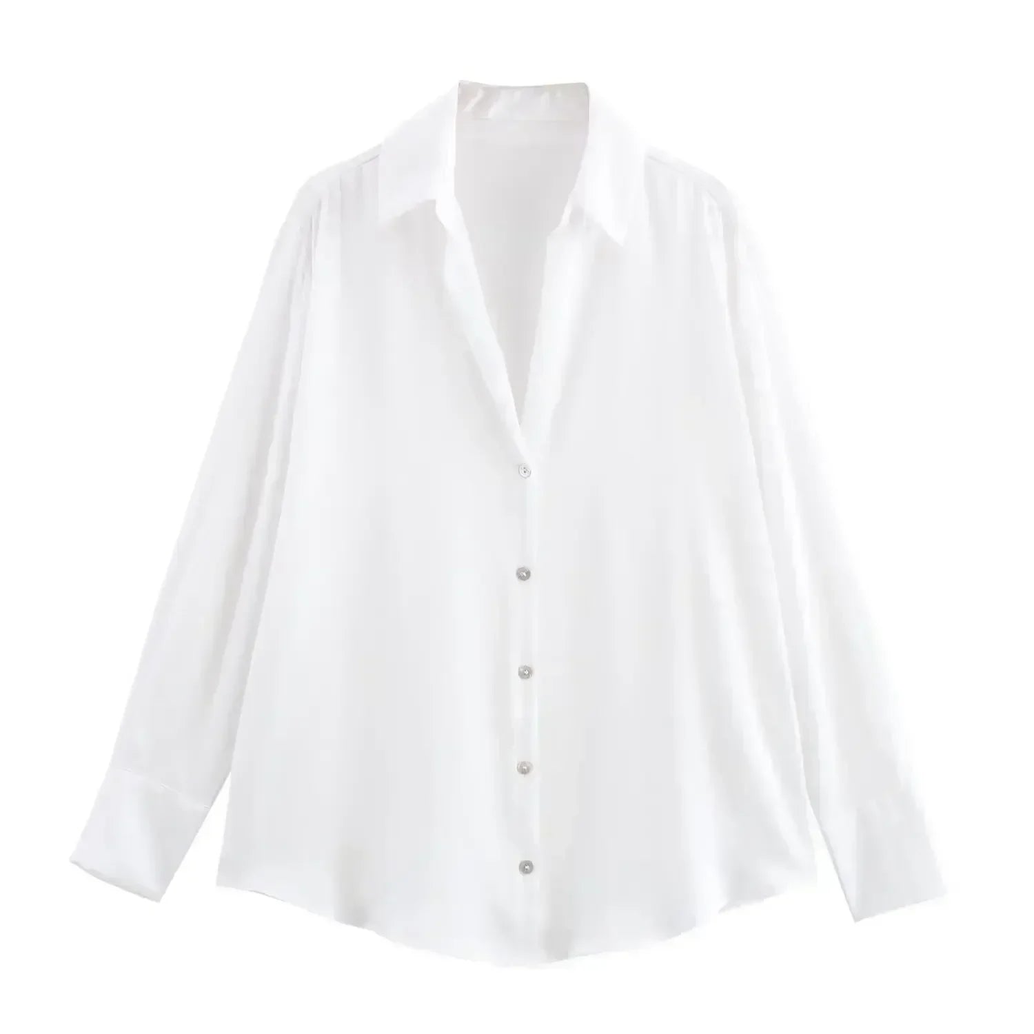 Women's new fashion loose printed striped shirt casual single breasted satin shirt retro long sleeved women's shirt chic top