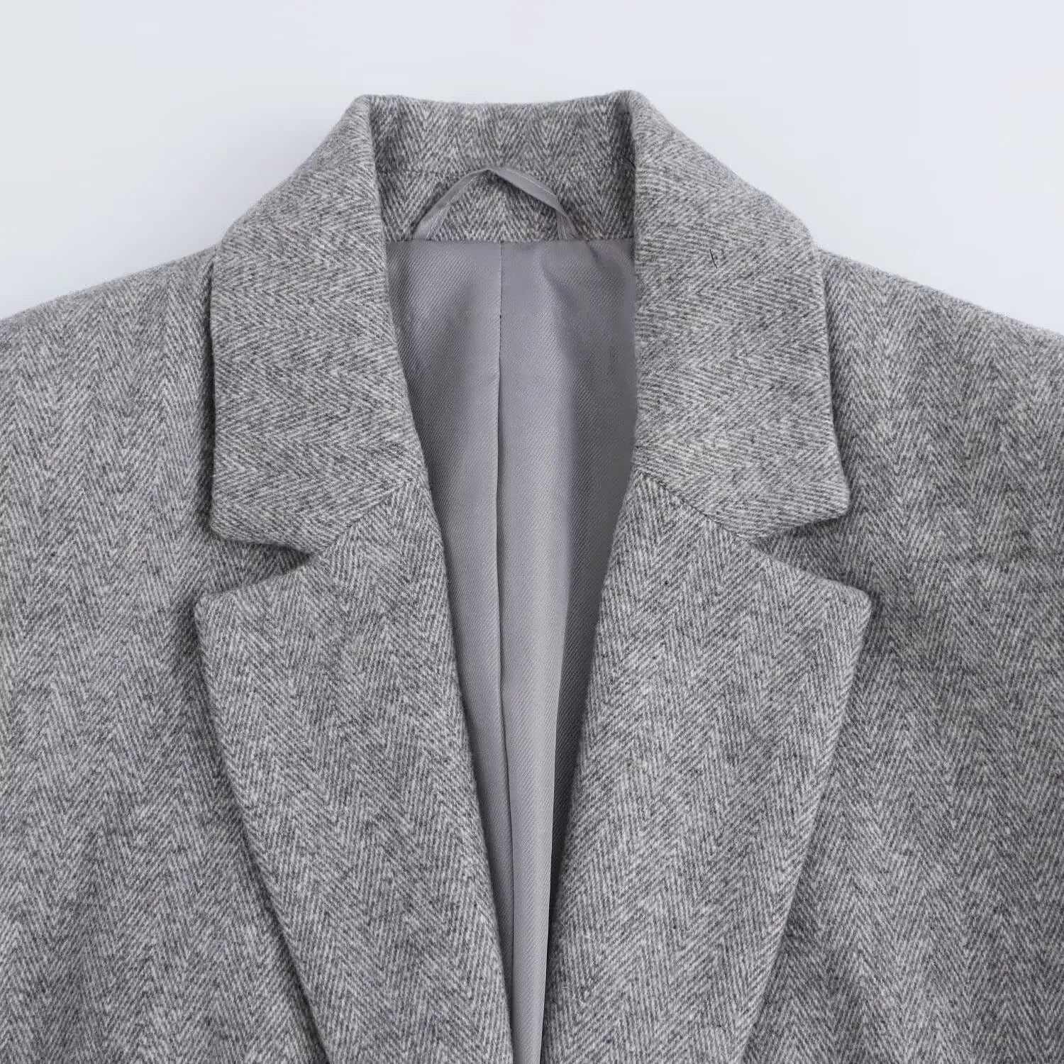 Women's New Fashion Flip Decoration Casual Single breasted Twill Woolen Blazer Coat Vintage Long sleeved Women's Coat Chic Top