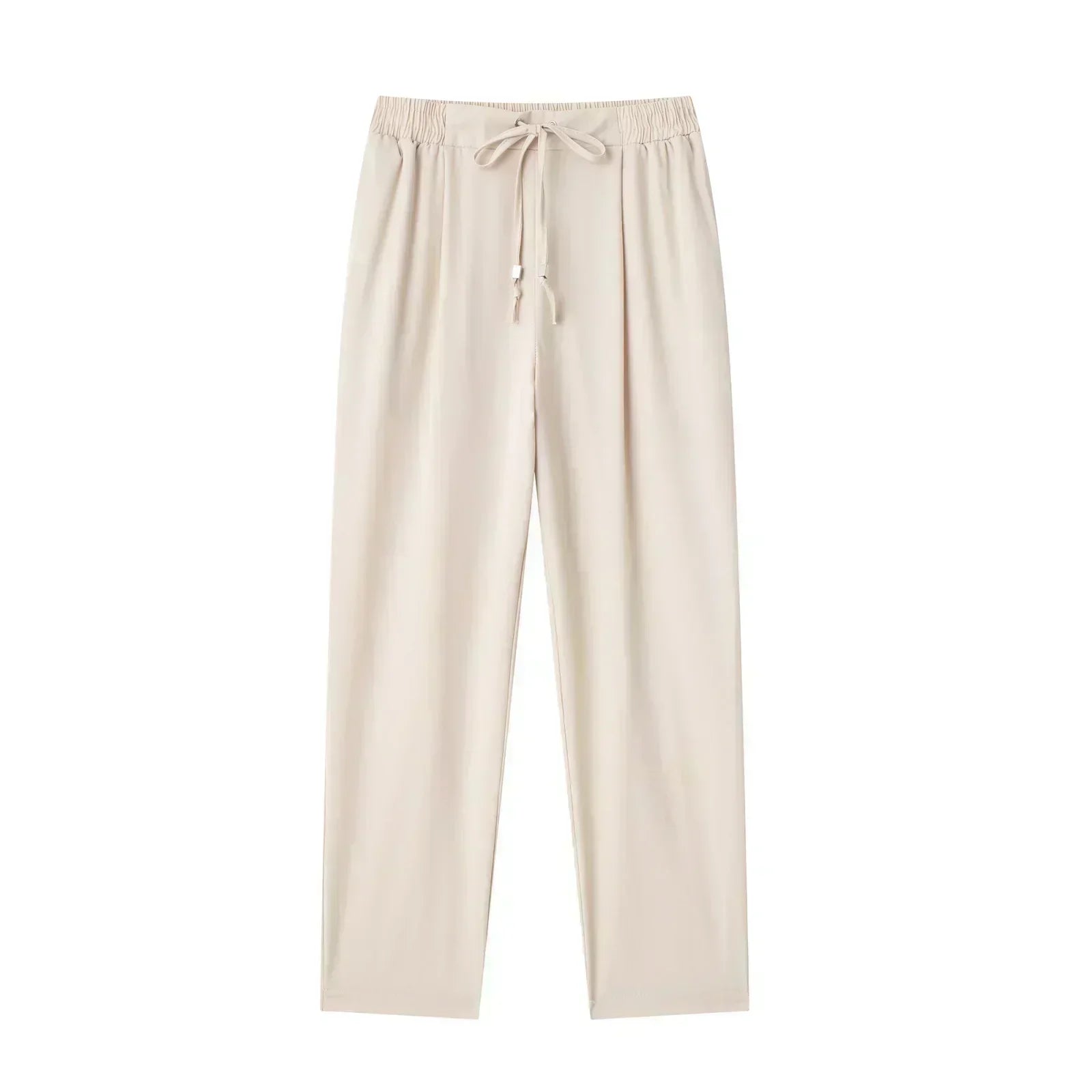 Women's New Chic Fashion Side Pocket Decoration Casual Pants Vintage High Elastic Waist Drawstring Women's Ankle Pants