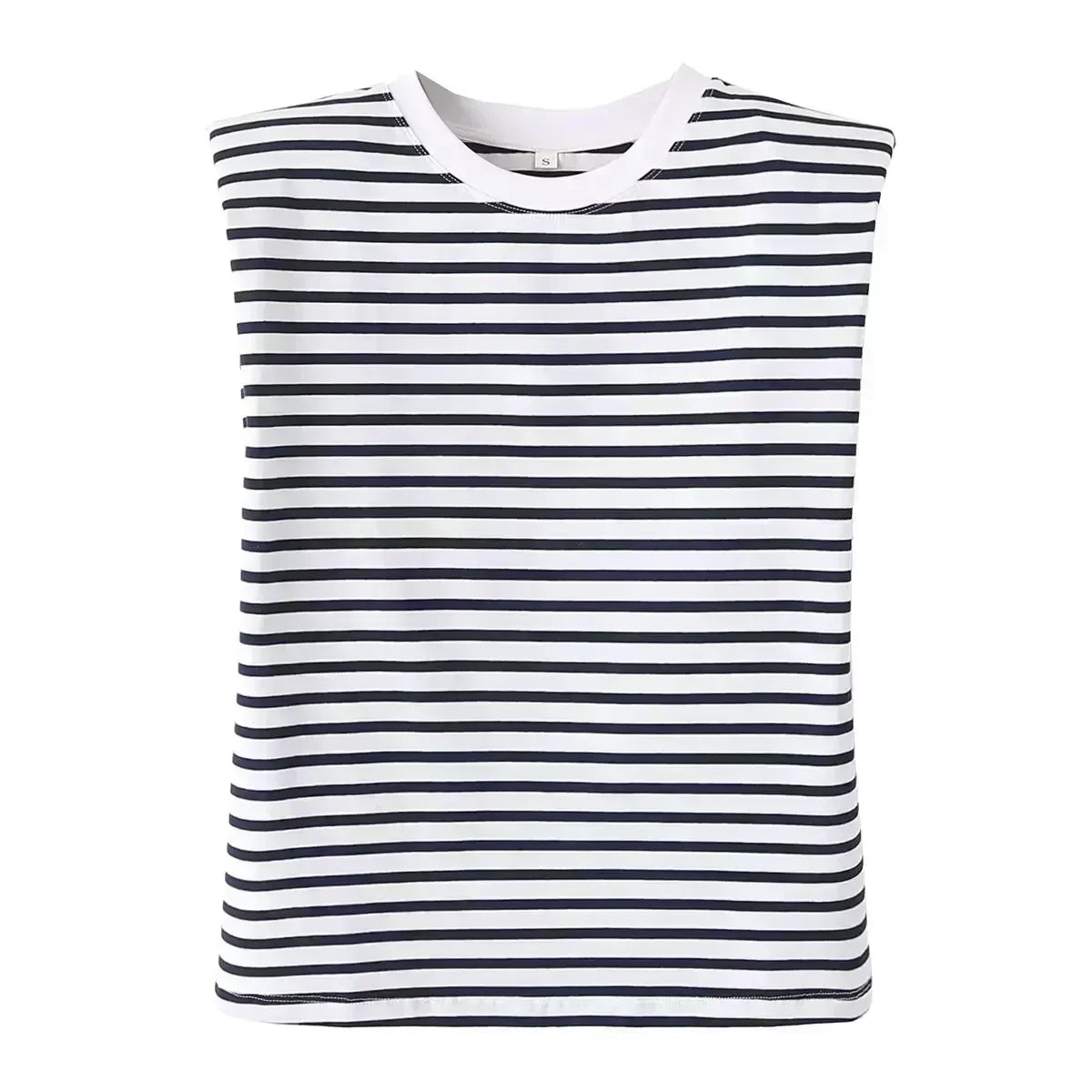 Women's New Fashion Shoulder Pad Decoration Short Multi Color Casual O Neck T-shirt Top Sleeveless Women's Tee Shirt Chic Top