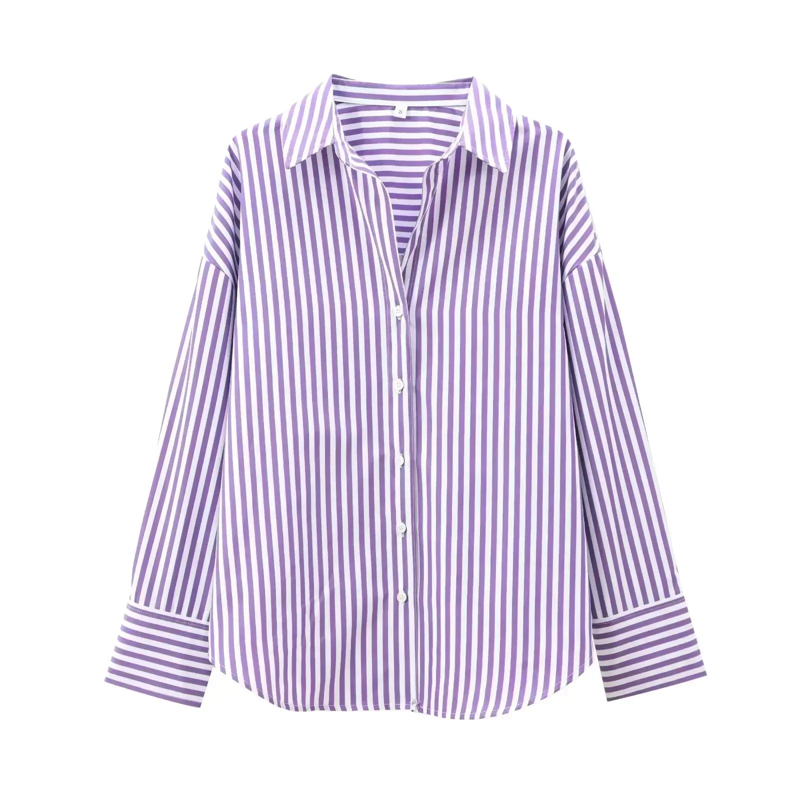 Women's 2024 New Fashion Loose Basic Style Casual Poplin Shirt Retro Long Sleeve Button up Women's Shirt Unique Top