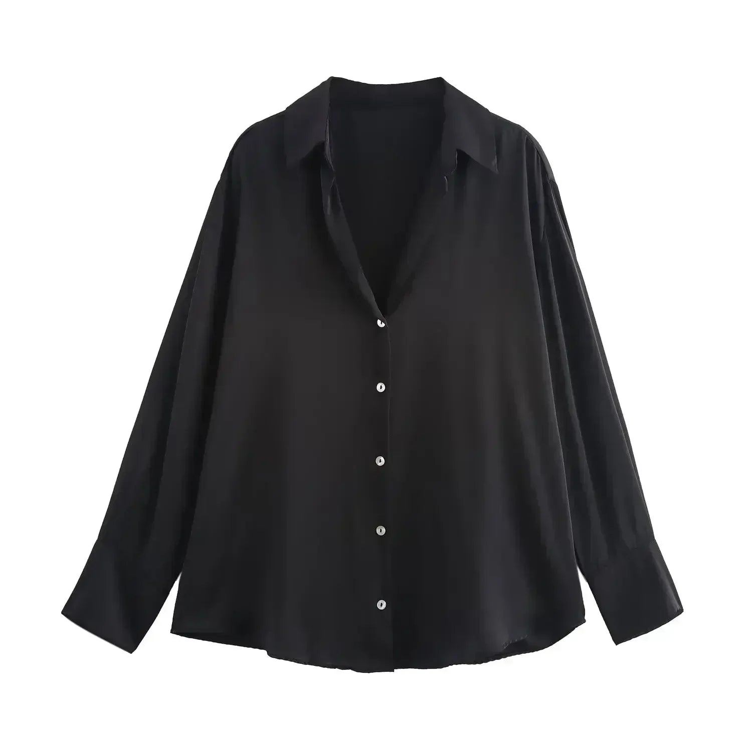 Women's new fashion loose printed striped shirt casual single breasted satin shirt retro long sleeved women's shirt chic top