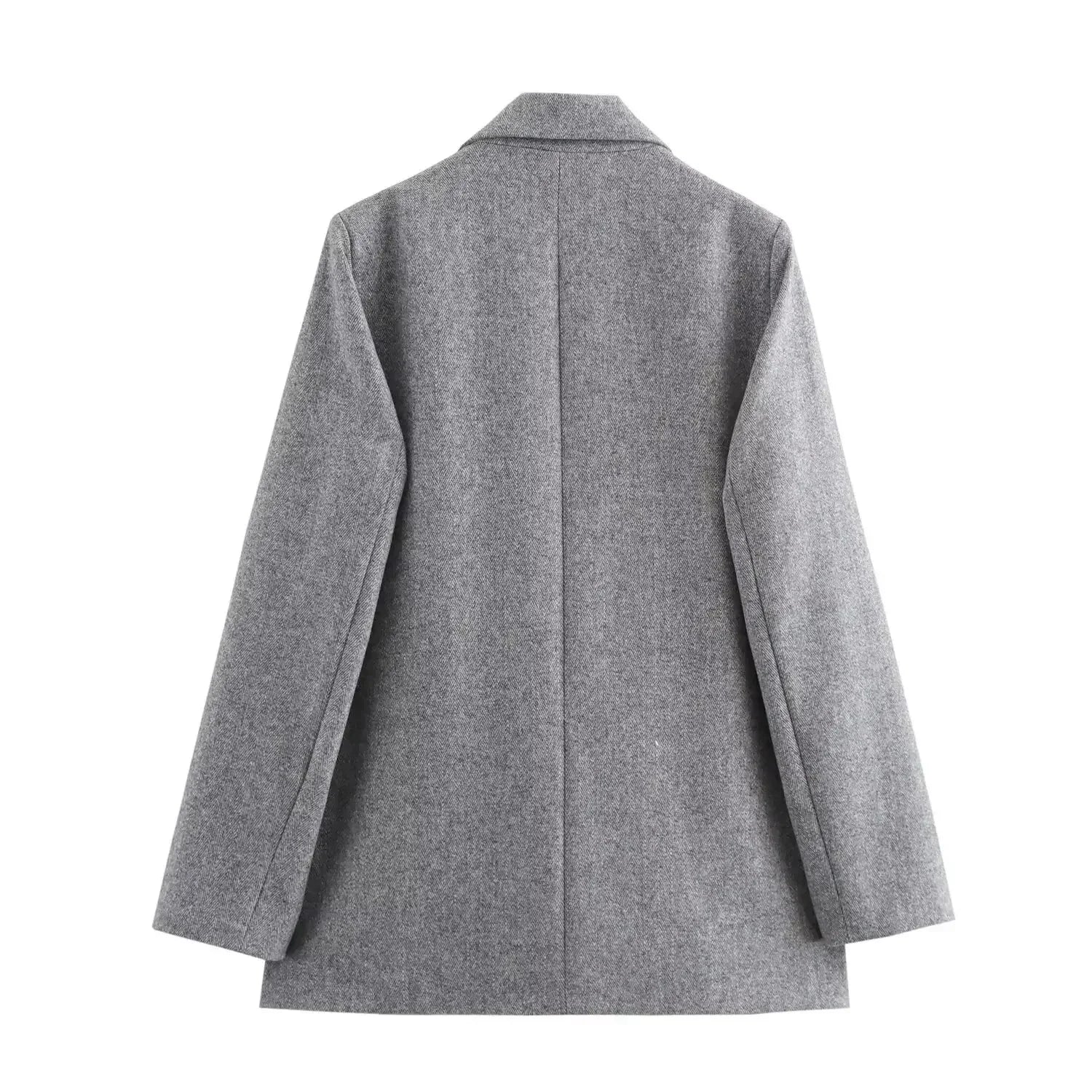 Women's New Fashion Flip Decoration Casual Single breasted Twill Woolen Blazer Coat Vintage Long sleeved Women's Coat Chic Top