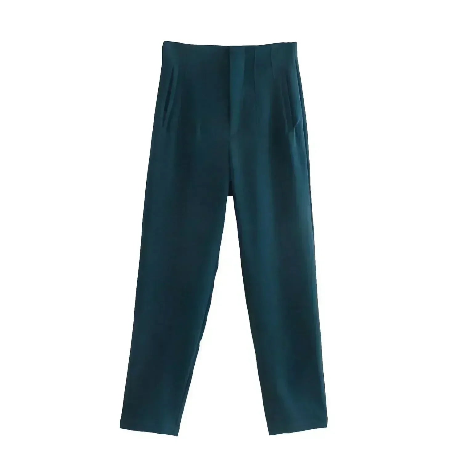 Women's Summer New Chic Fashion Side Pocket Decoration Casual Striped Pants Retro High Rope Zipper Women's Ankle Pants Mujer