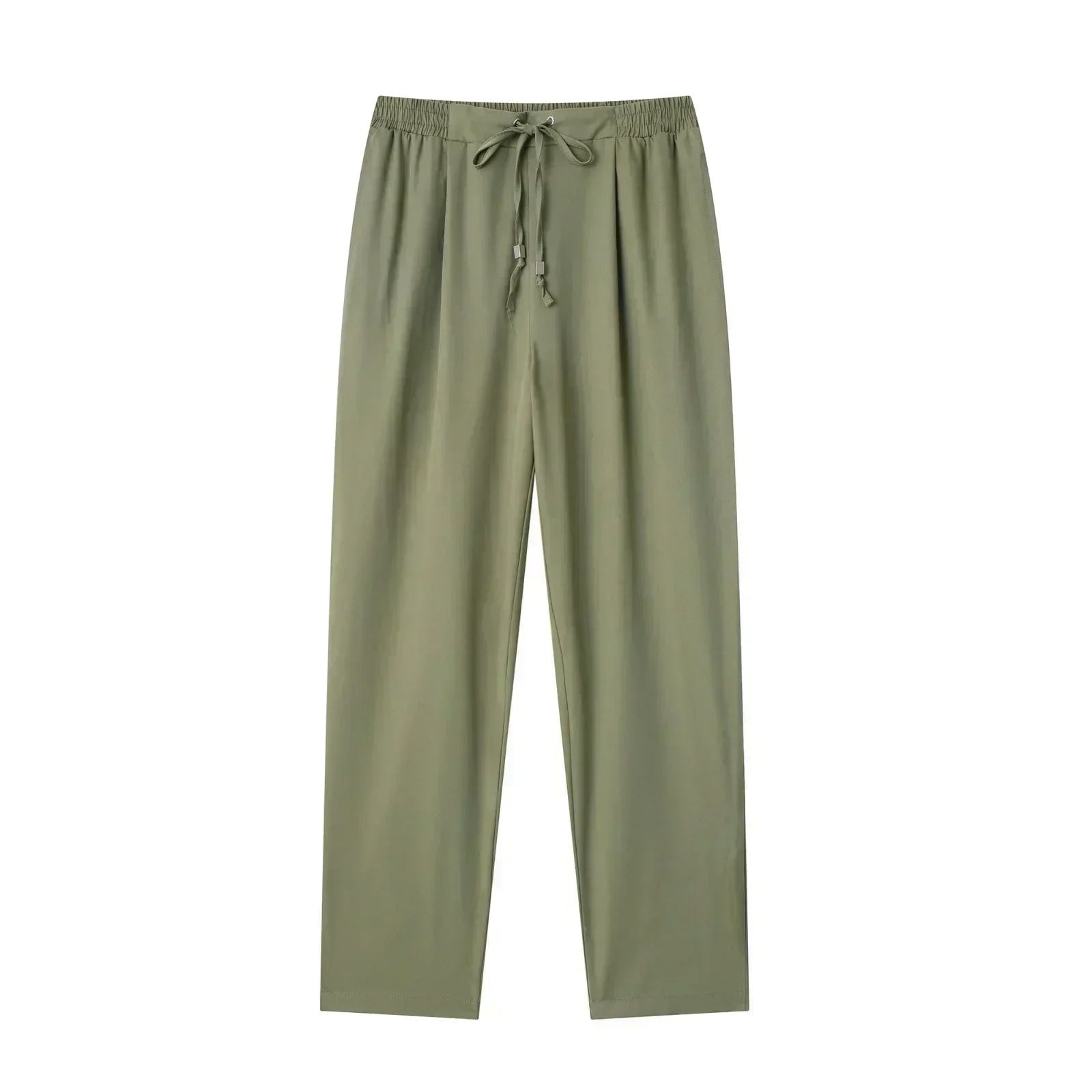 Women's New Chic Fashion Side Pocket Decoration Casual Pants Vintage High Elastic Waist Drawstring Women's Ankle Pants