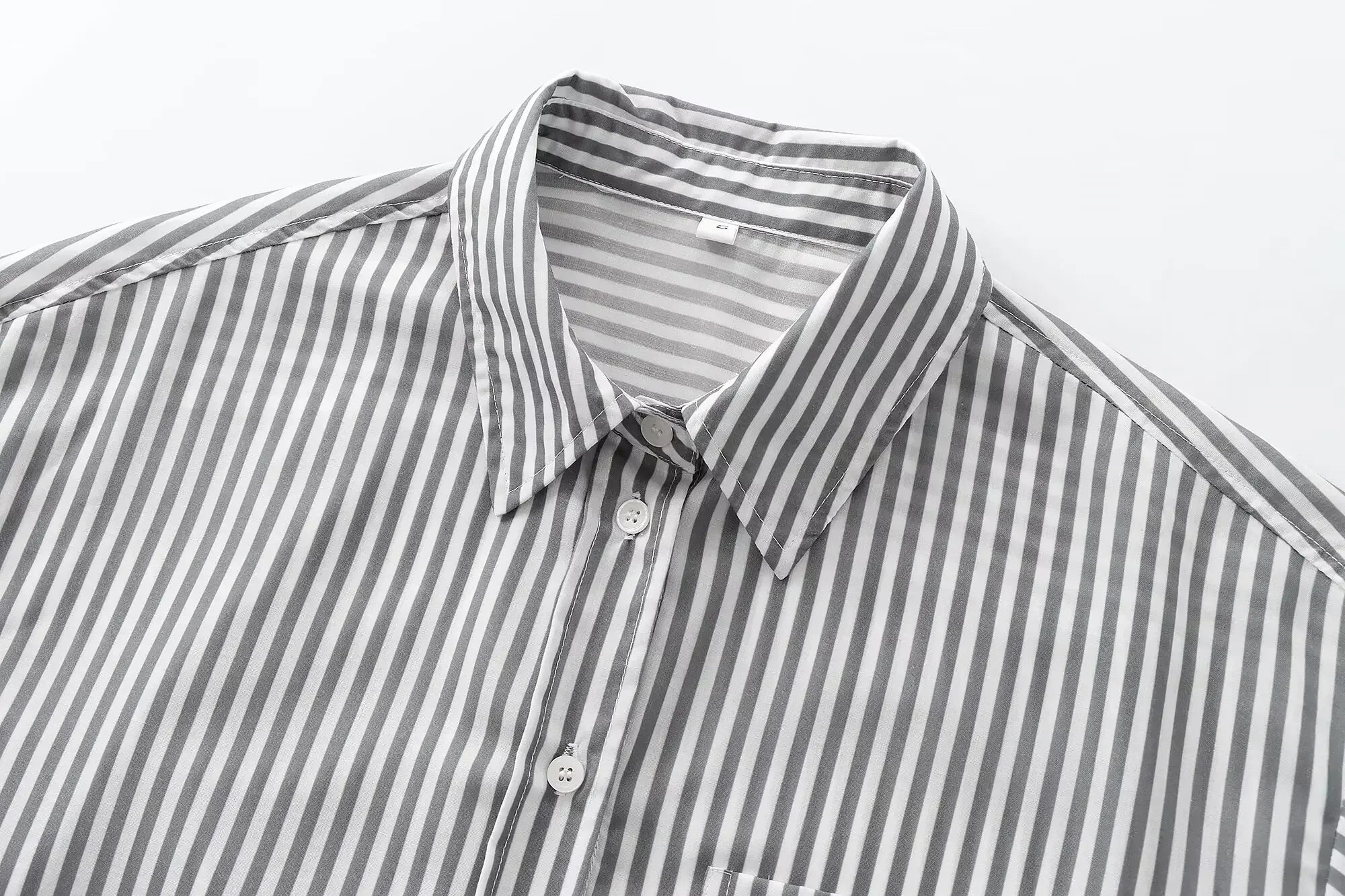 Women's 2024 new fashion pocket decoration loose striped asymmetrical shirt retro long sleeved button up women's shirt