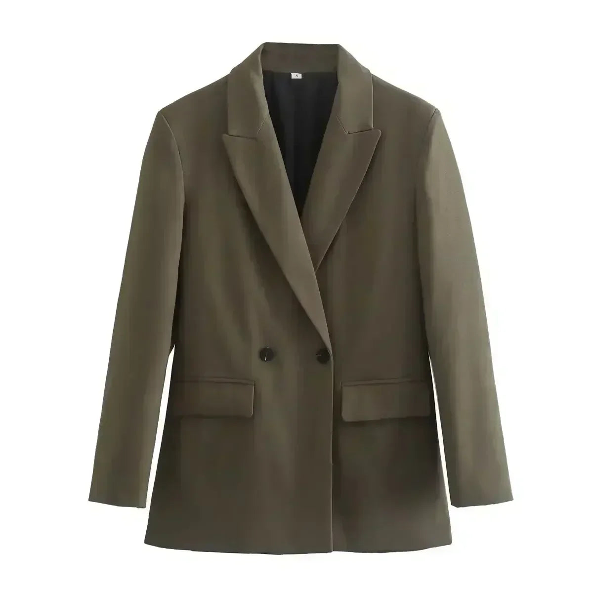 Women 2023 New Fashion Flip pocket decoration Loose Double Breasted Casual Blazer Coat Vintage Long Sleeve Female