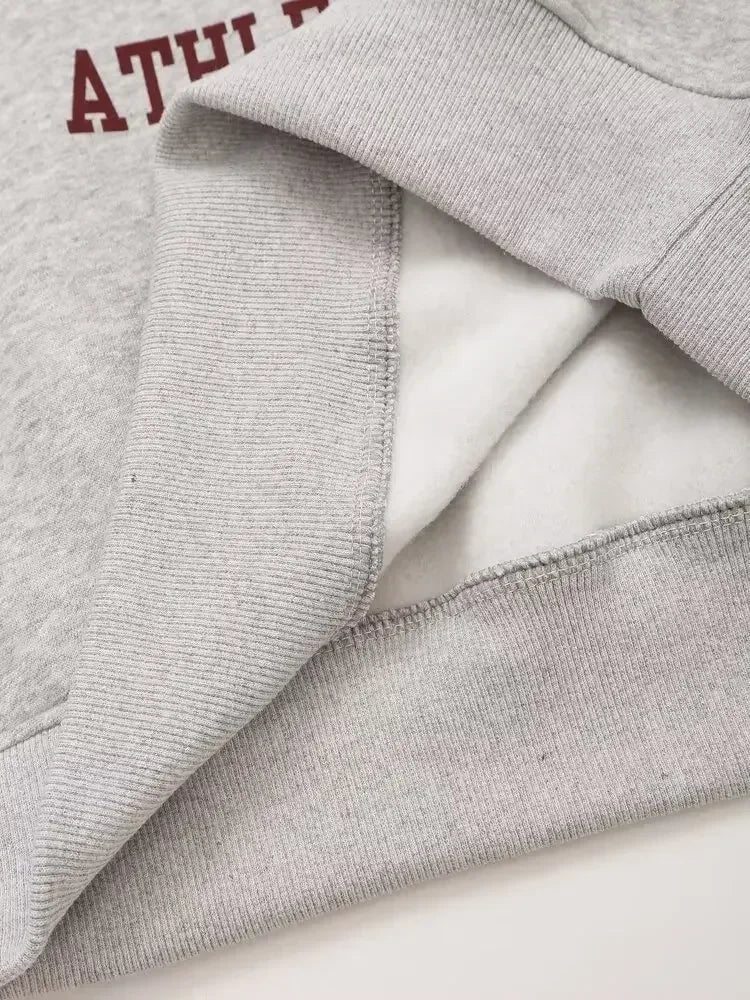 Ladies' new fashion printed letter decoration casual versatile O Neck Sweatshirts Vintage long sleeved women's pullover chic top