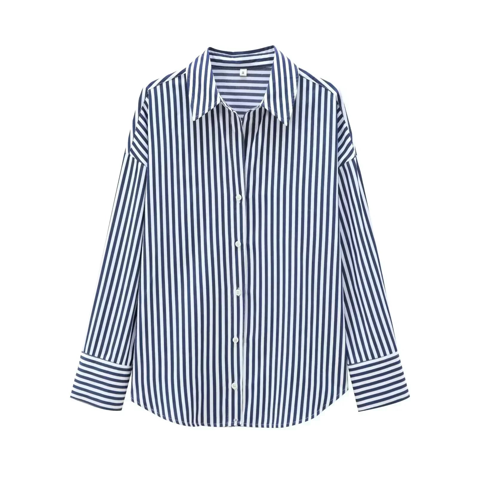Women's 2024 New Fashion Loose Basic Style Casual Poplin Shirt Retro Long Sleeve Button up Women's Shirt Unique Top