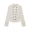 Women's slim stand collar double breasted jacket