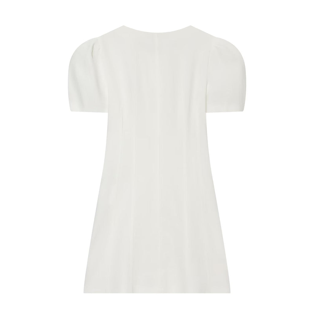 Women's button decoration bubble sleeve mini dress