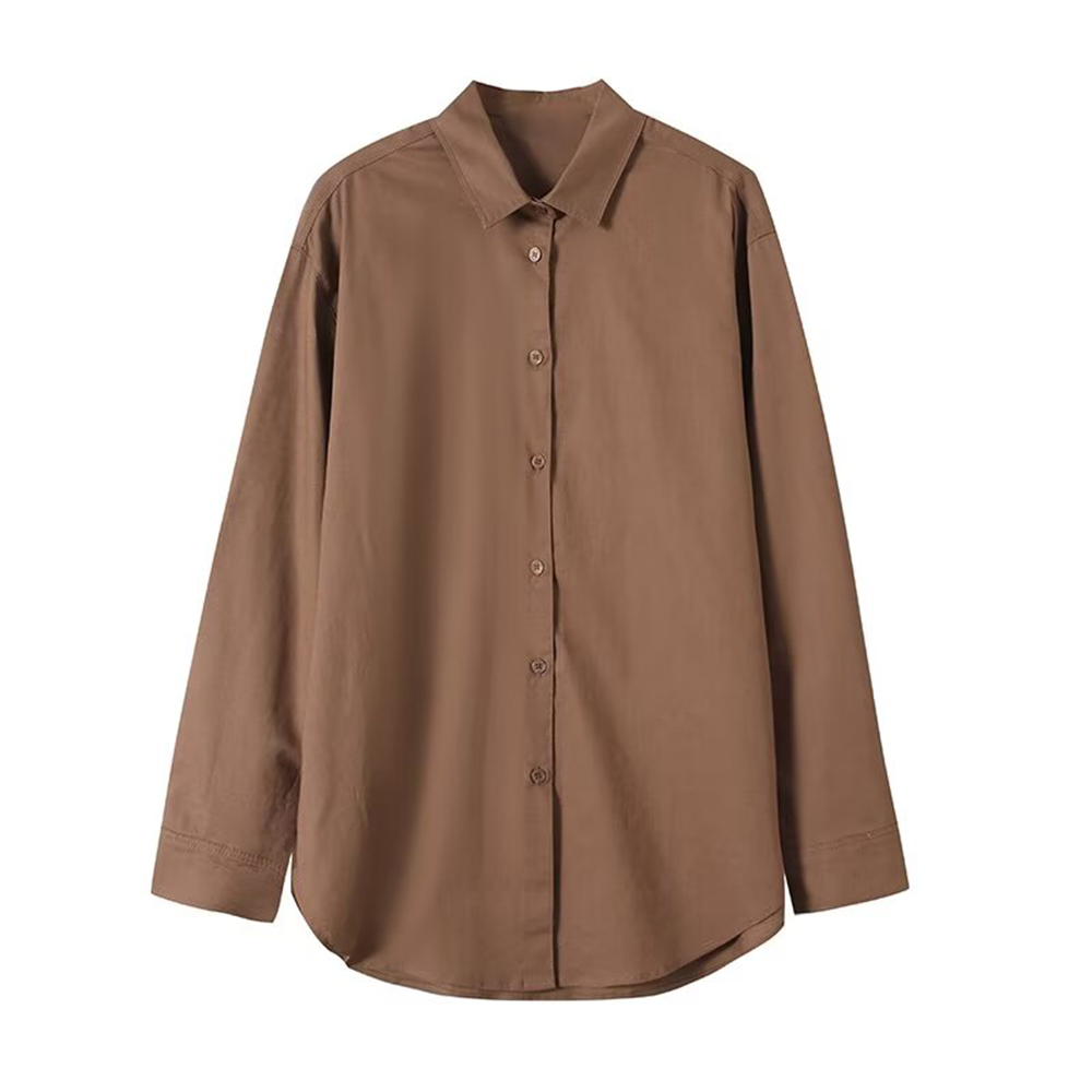 2026 Women's linen blend lapel long sleeved shirt