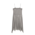 Women's pleated decorative lace suspender dress