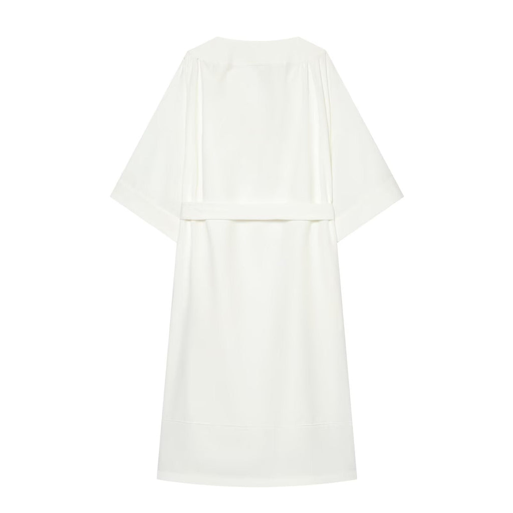 Women's With Belt loose long shirt style dress