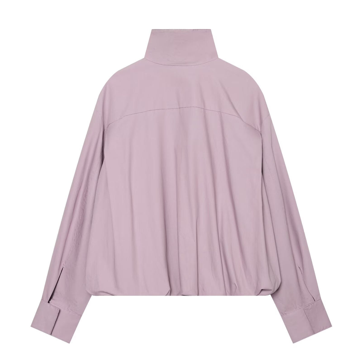 Women's pleated design stand collar zipper Coat