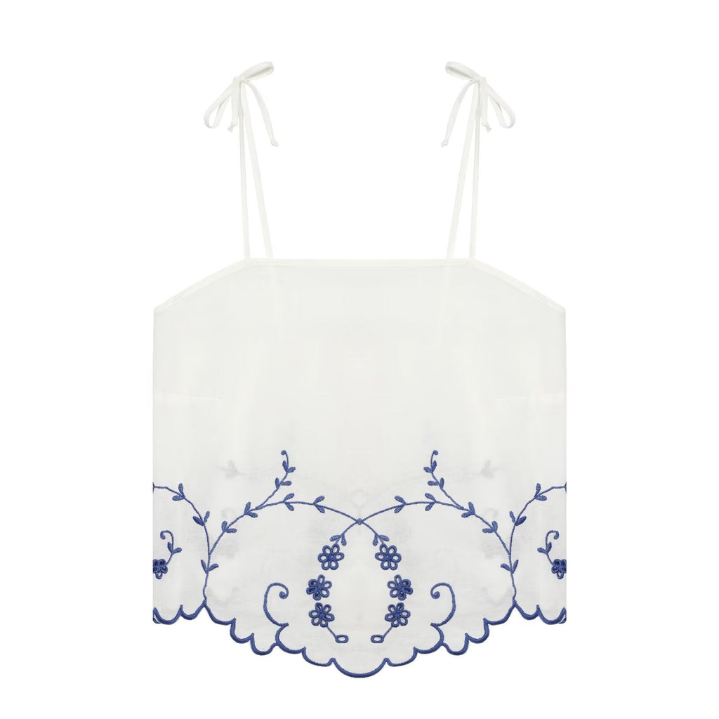suit Women's 2 pieces linen blend embroidered top+Shorts