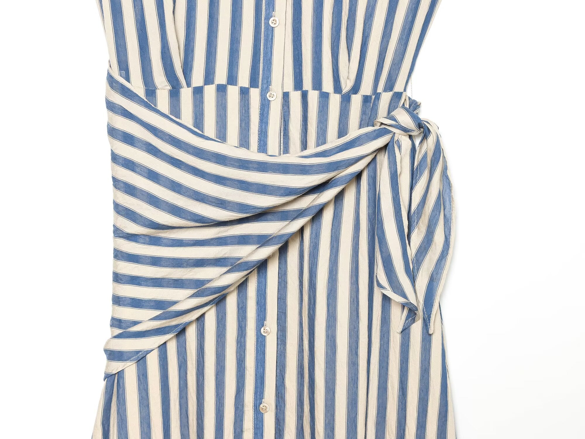 Women's detachable waist design striped dress