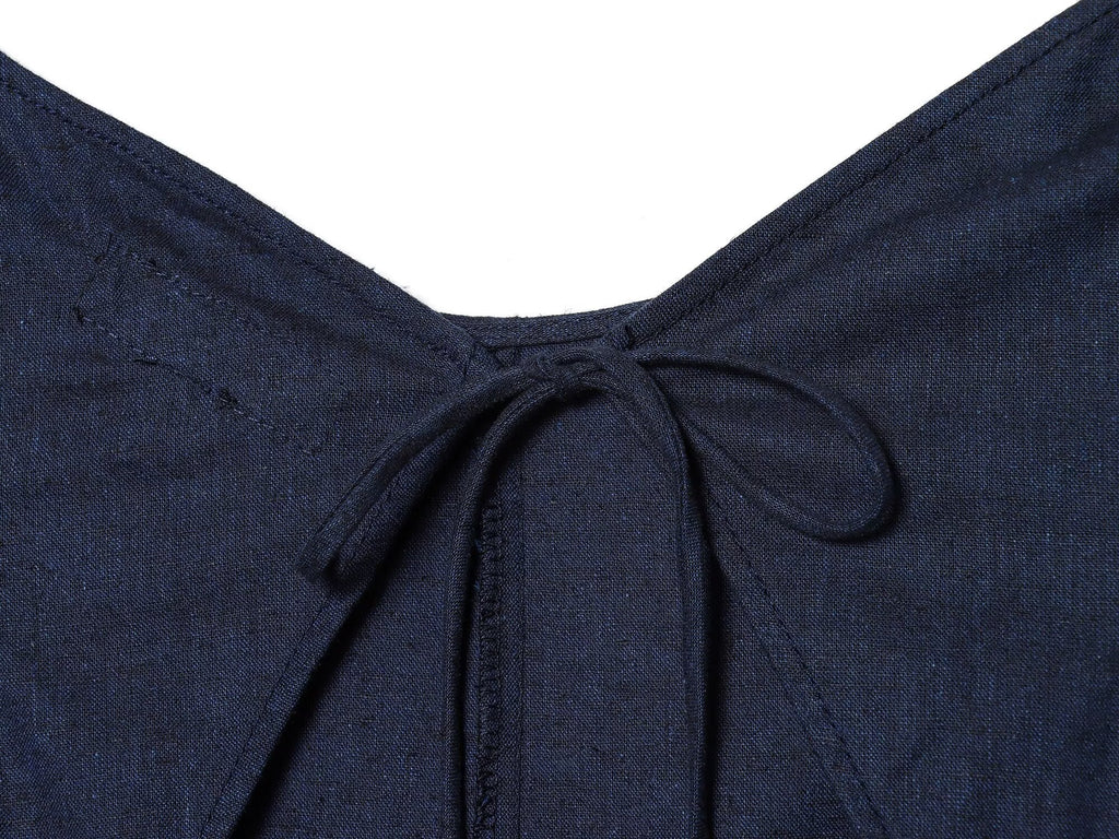 Women's backless linen blended MIDI dress