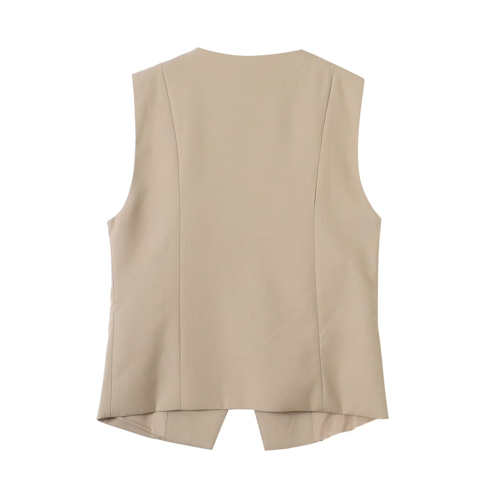 suit Women's 2 pieces Buckle design casual linen blended vest+Pants