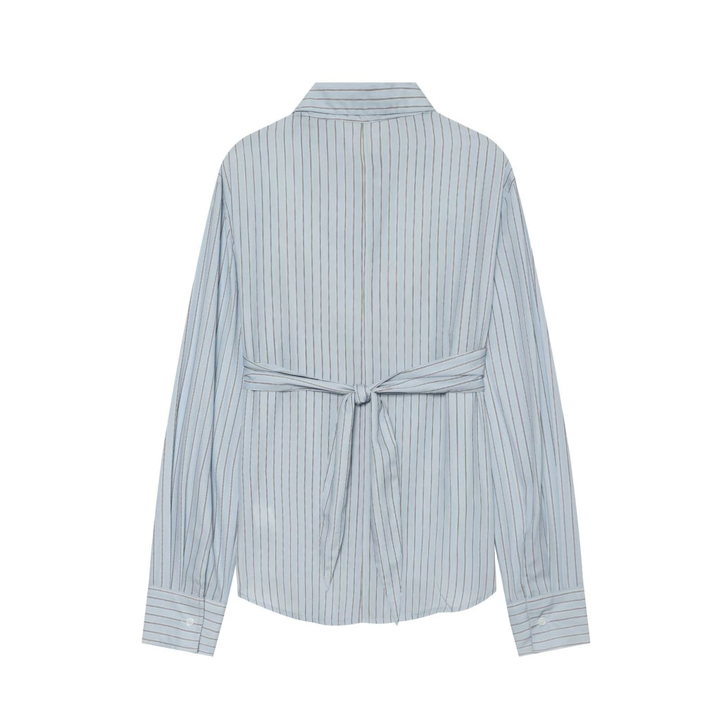 Women's layered decorative striped shirt