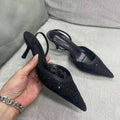 Women's new fashion embroidered bright mesh pointed high heels