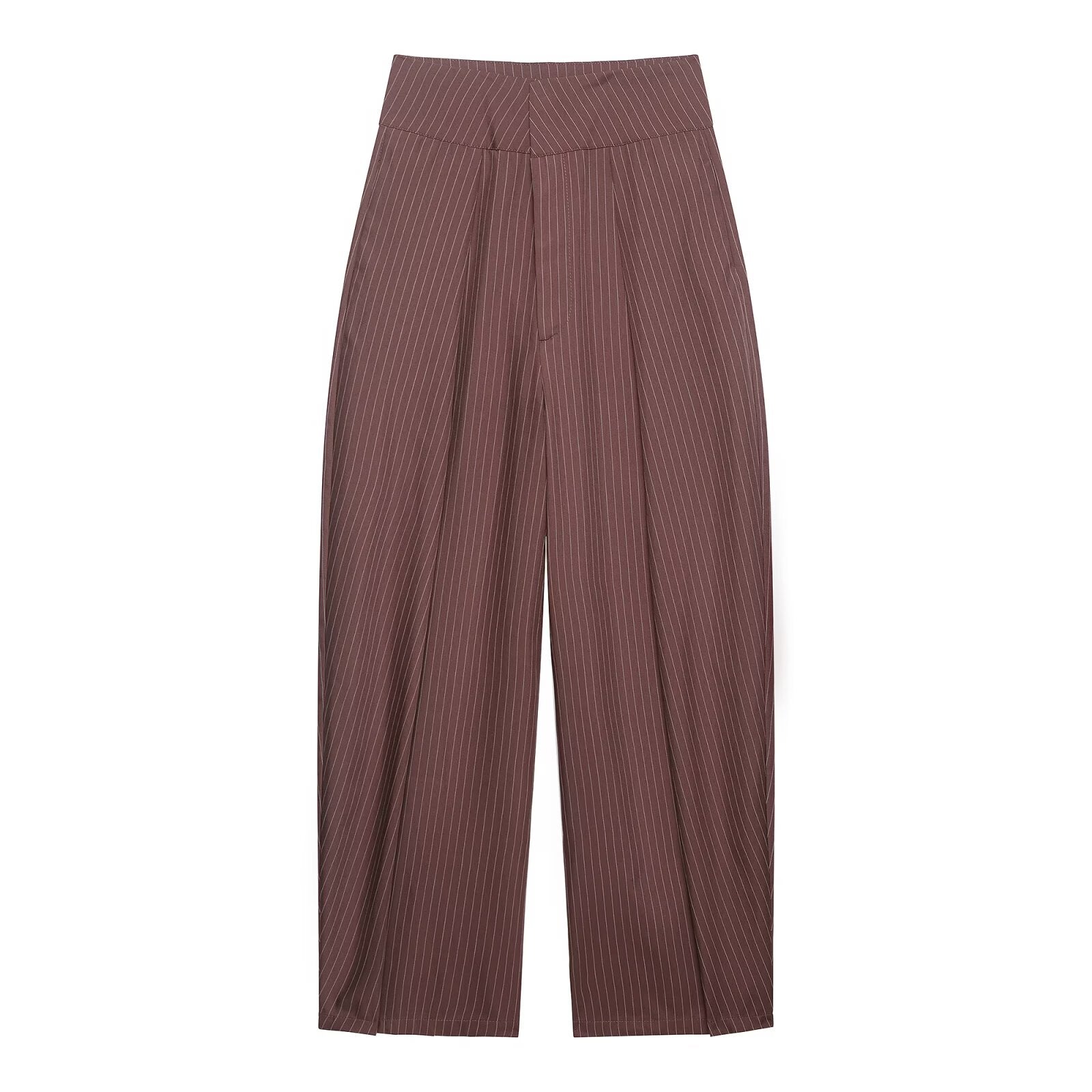 Women's high waisted pleated balloon version casual pants