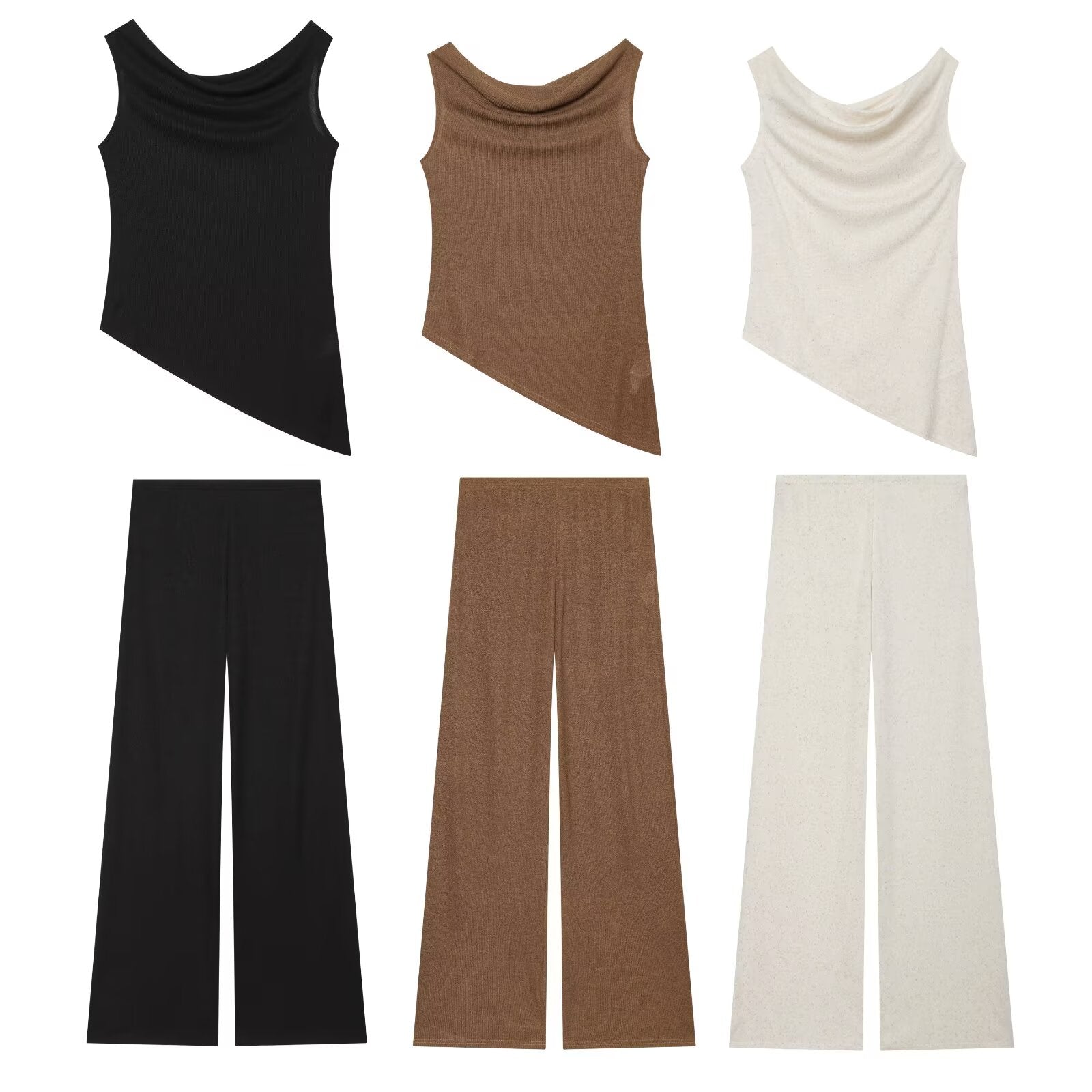 suit Women's 2 pieces vacation style asymmetrical top+Pants