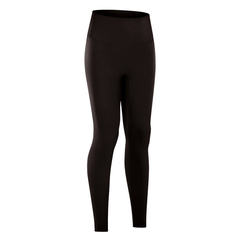Yoga Women's New High-waist Hip-lifting Yoga Pants with No Embarrassing Lines, Nine-point Nude Yoga Pants for Women's Elastic Fitness Exercise.