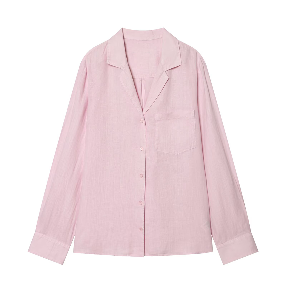 suit Women's 2 pieces pocket decoration linen blend shirt+Pants+ Shorts