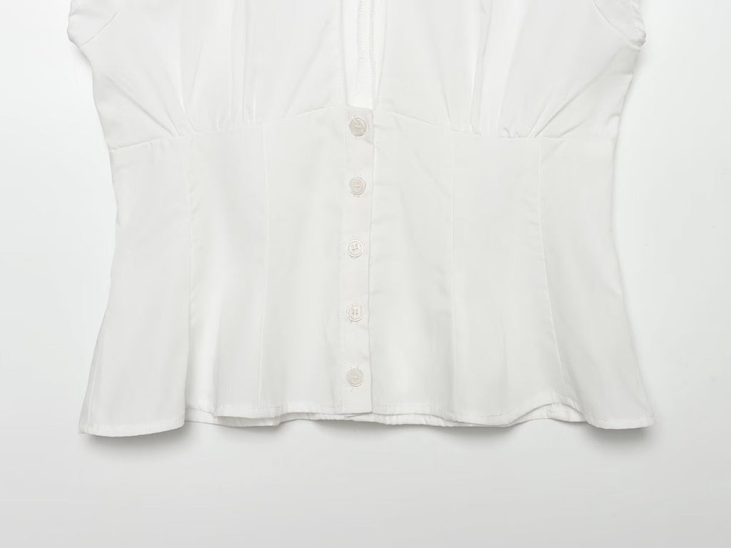 Women's bow decorated Split poplin top