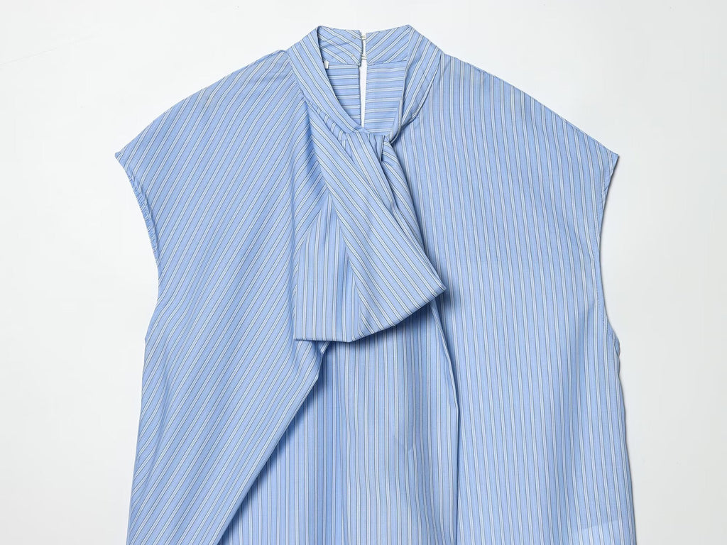 Women's bow decoration striped shirt