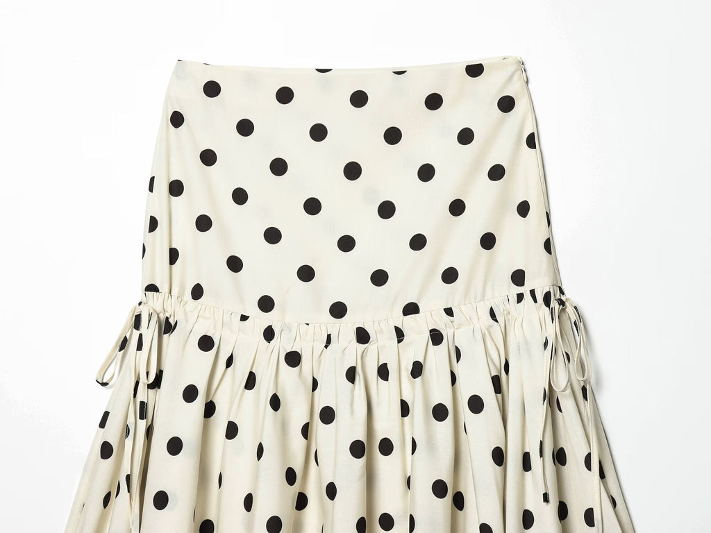 Women's asymmetrical polka dot MIDI skirt