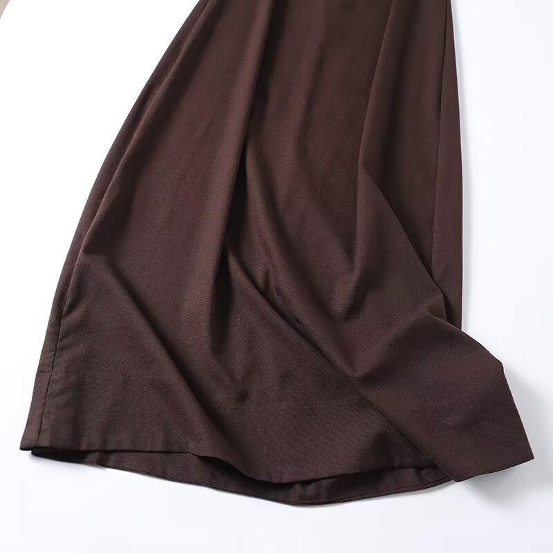 Women's slim linen blended MIDI dress