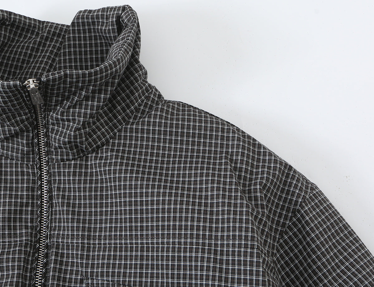 Women's Plaid Stand Collar Cotton Jacket Coat