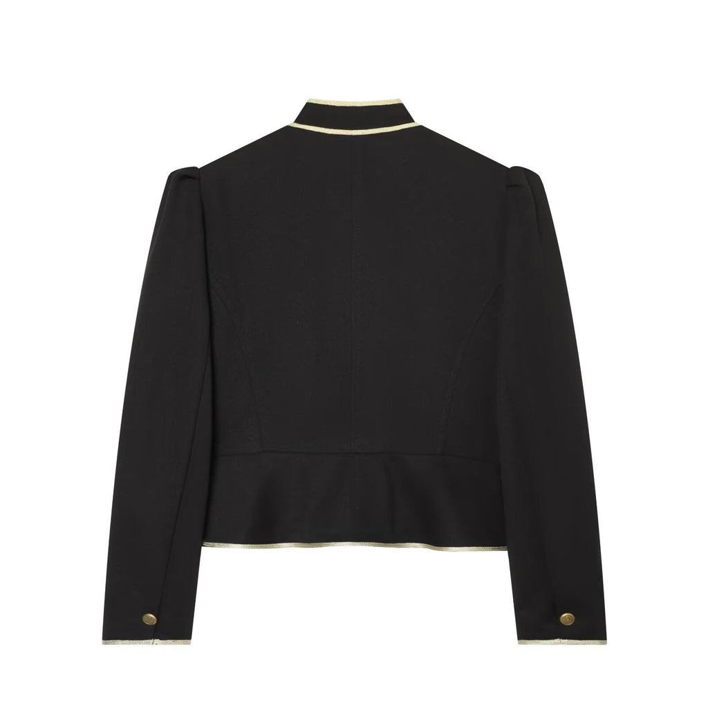 Women's slim contrasting color trimmed Blazer Coat