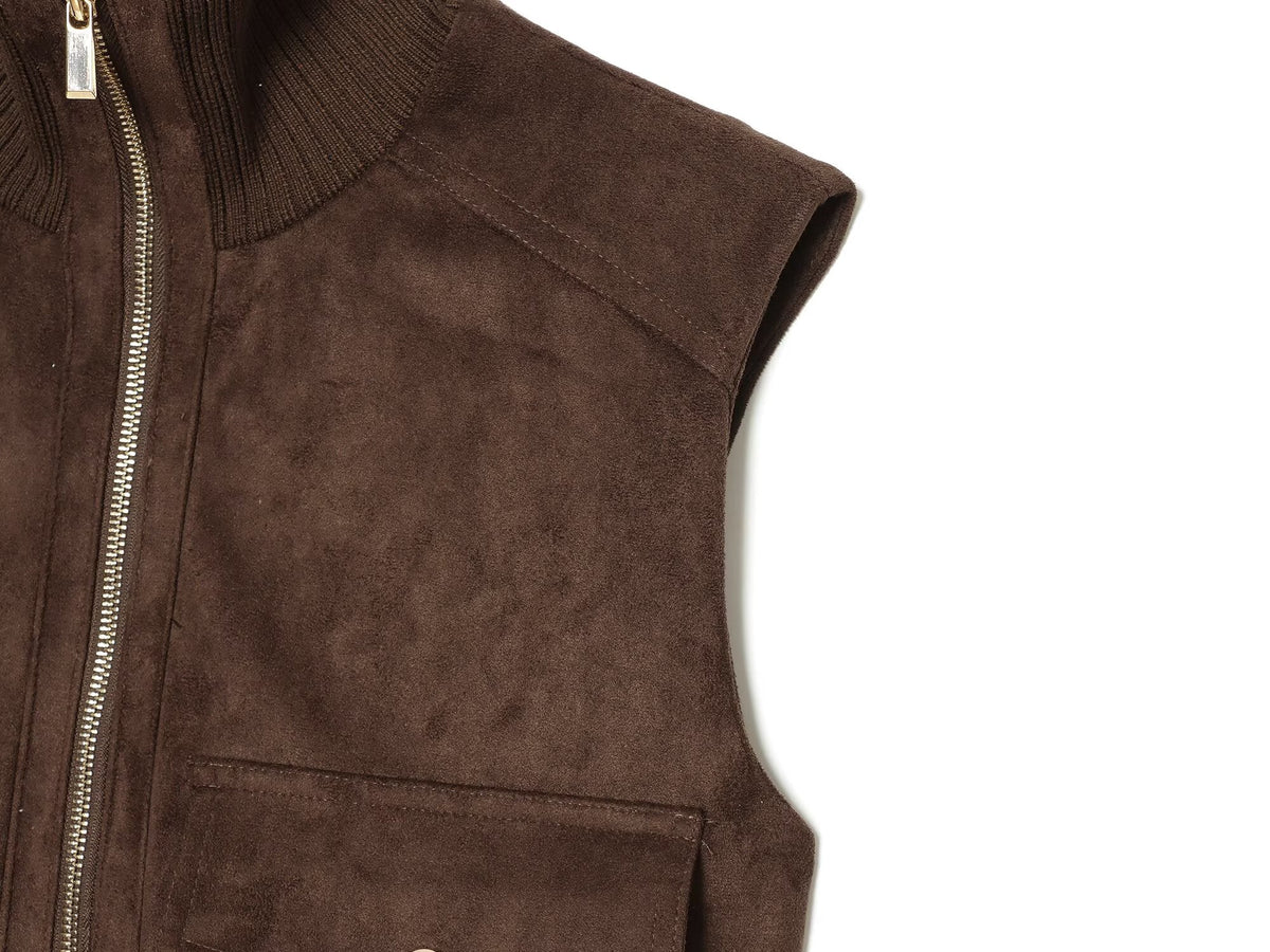 Women's sleeveless suede texture effect vest