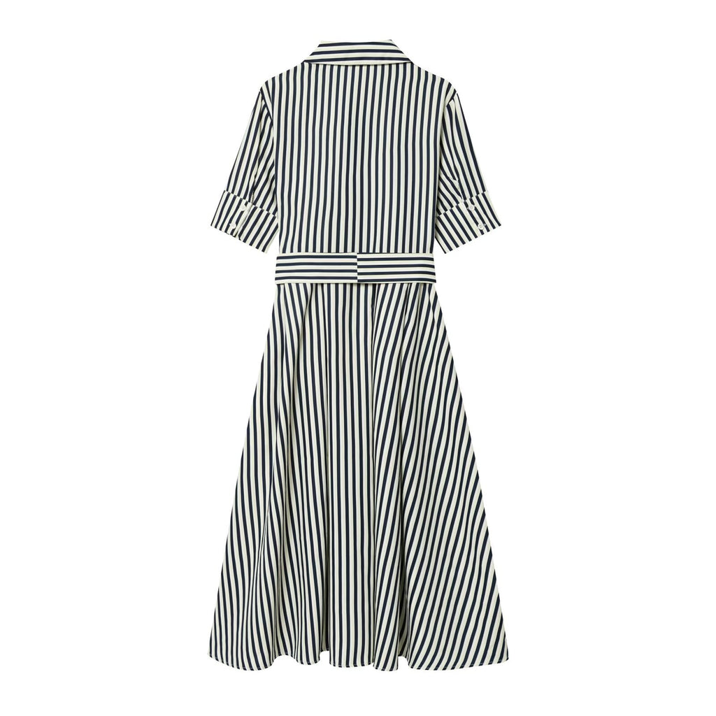 Women's with Belt shirt style poplin striped dress