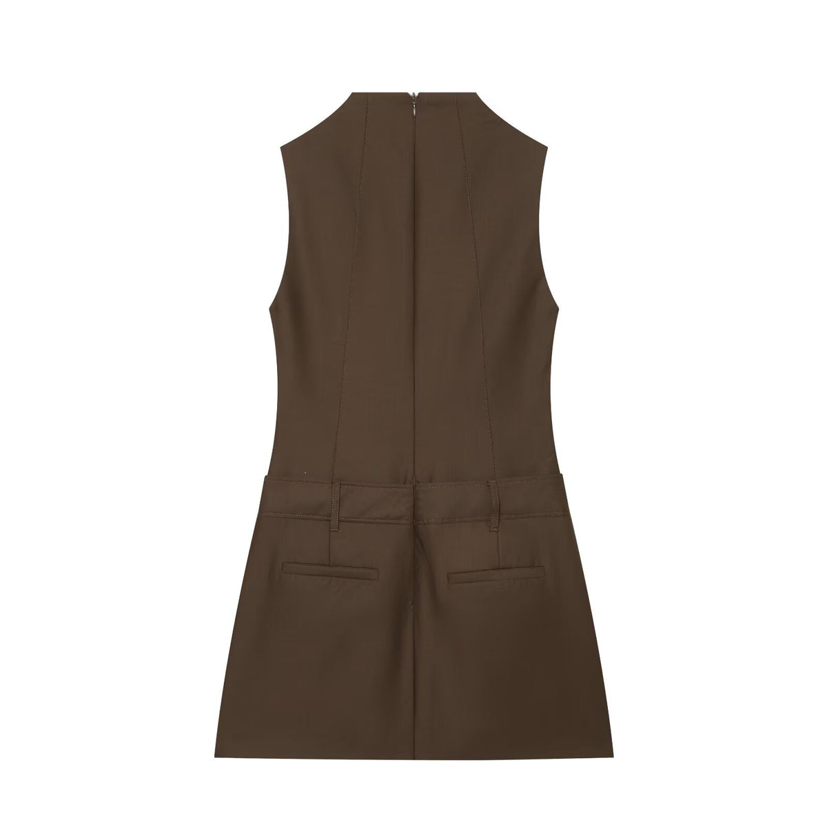 Women's button decoration slim stand collar dress