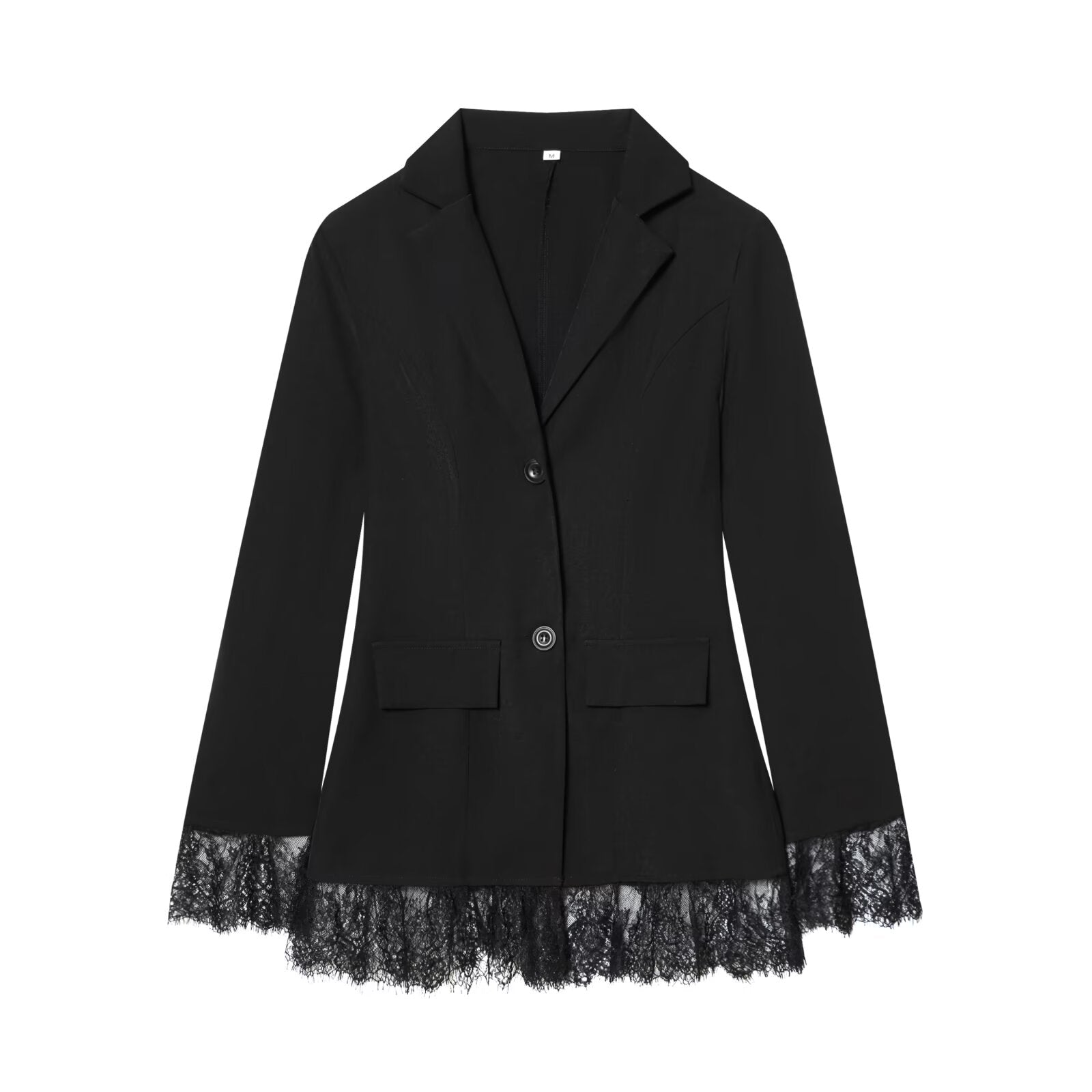 Women's waist cinched slim lace patchwork Blazer Coat