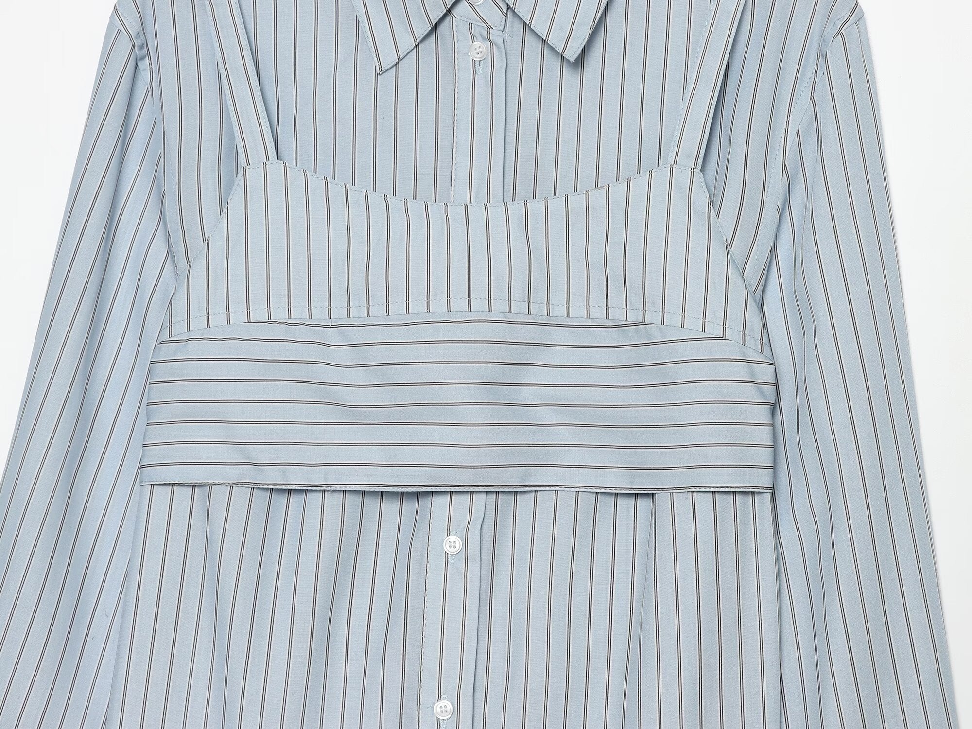 Women's layered decorative striped shirt